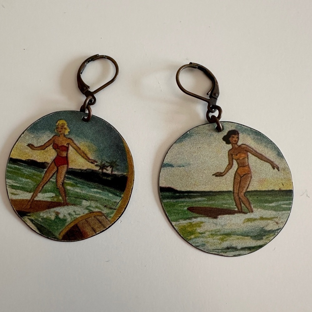 Linda Hart vintage tin earrings